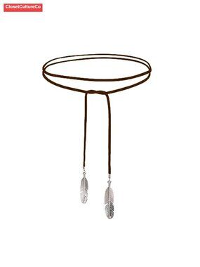 Boho Feather Choker Wrap Necklace Vegan Suede Lariat Goth